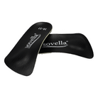 Two black SOVELLA S2500 3/4 Dress Orthotics with Met insoles, featuring a textured surface and visible “36-37” size marking, are partially overlapping on a white background, designed to provide arch support for comfort.
