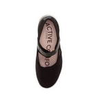 Top view of the ZIERA Womens Ushery Wide Black Mary Jane shoe with a single strap, shown on a white background. Features include an ACTIVE COMFORT Plus footbed and cushioned insole for superior comfort.